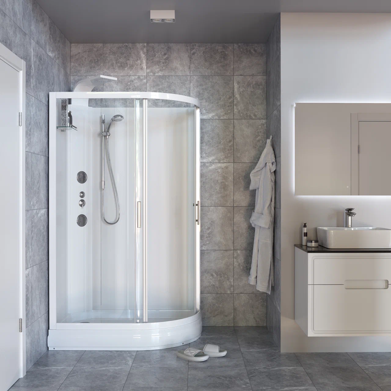 Душевая кабина с гидромассажем Taliente 120х80 TA-128CWL без крыши стекло прозрачное профиль белый со средним поддоном 58300₽