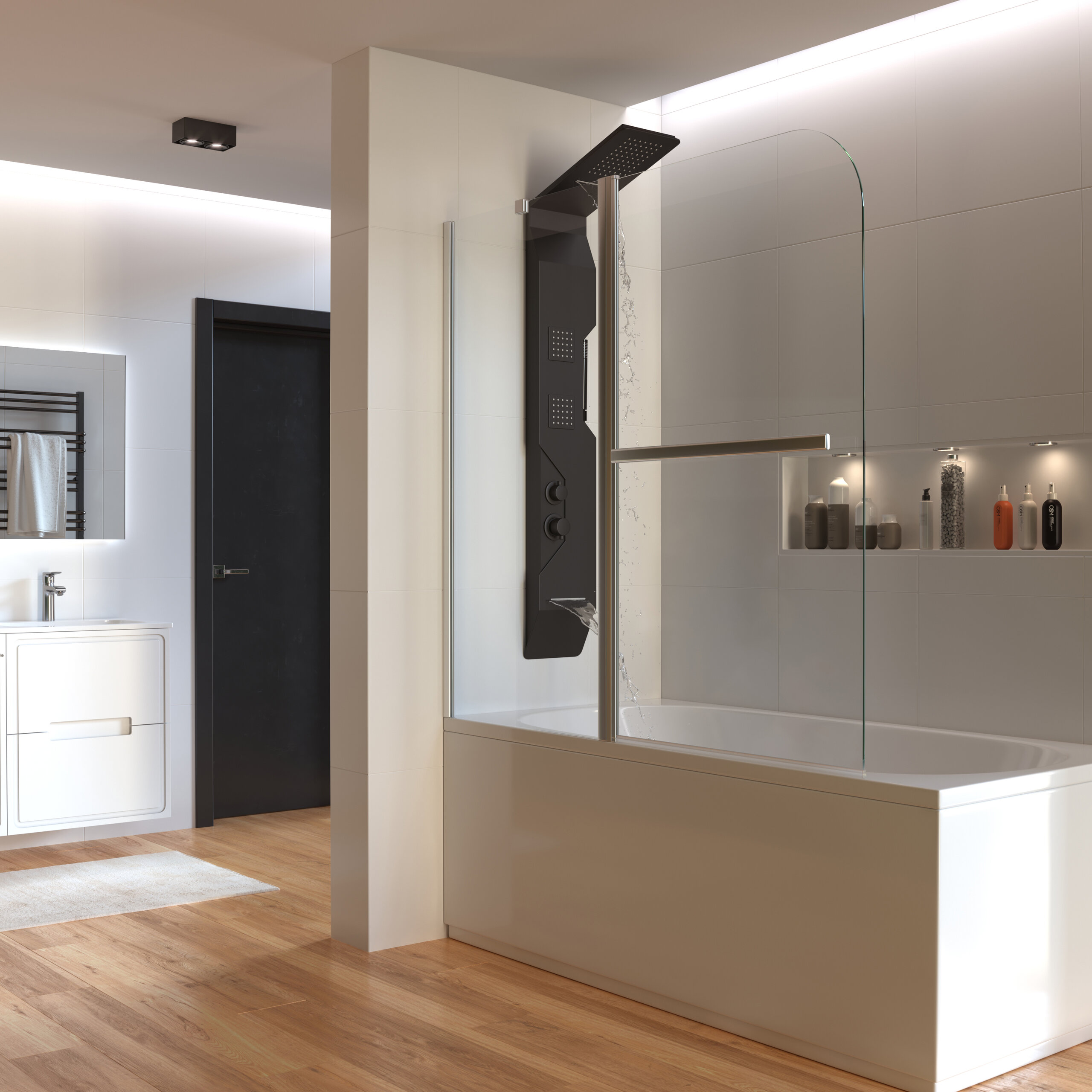 Душевая шторка на ванну Taliente 120x140 см TA-1214CP стекло прозрачное профиль хром 18600₽