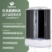 Душевая кабина Taliente 120x80 TA-12080G(L) с высоким поддоном, стекло тонированное, профиль матовый хром, левая