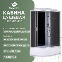 Душевая кабина Taliente 120x80 TA-12080G(R) с высоким поддоном, стекло тонированное, профиль матовый хром, правая