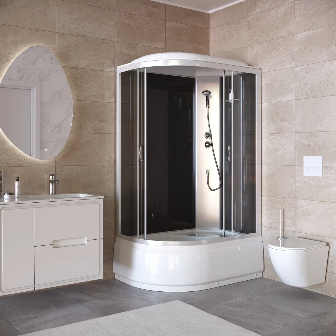 Душевая кабина Taliente 120x80 TA-12080GR с высоким поддоном стекло тонированное профиль матовый хром правая 35928₽