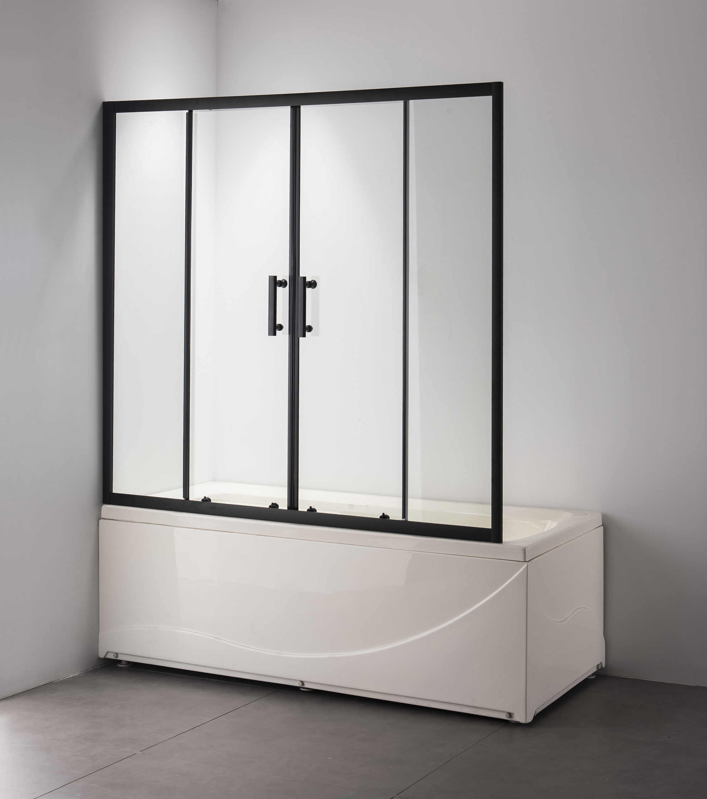 Душевая шторка на ванну Taliente 150x140 см TA-1514CB стекло прозрачное профиль черный 15800₽