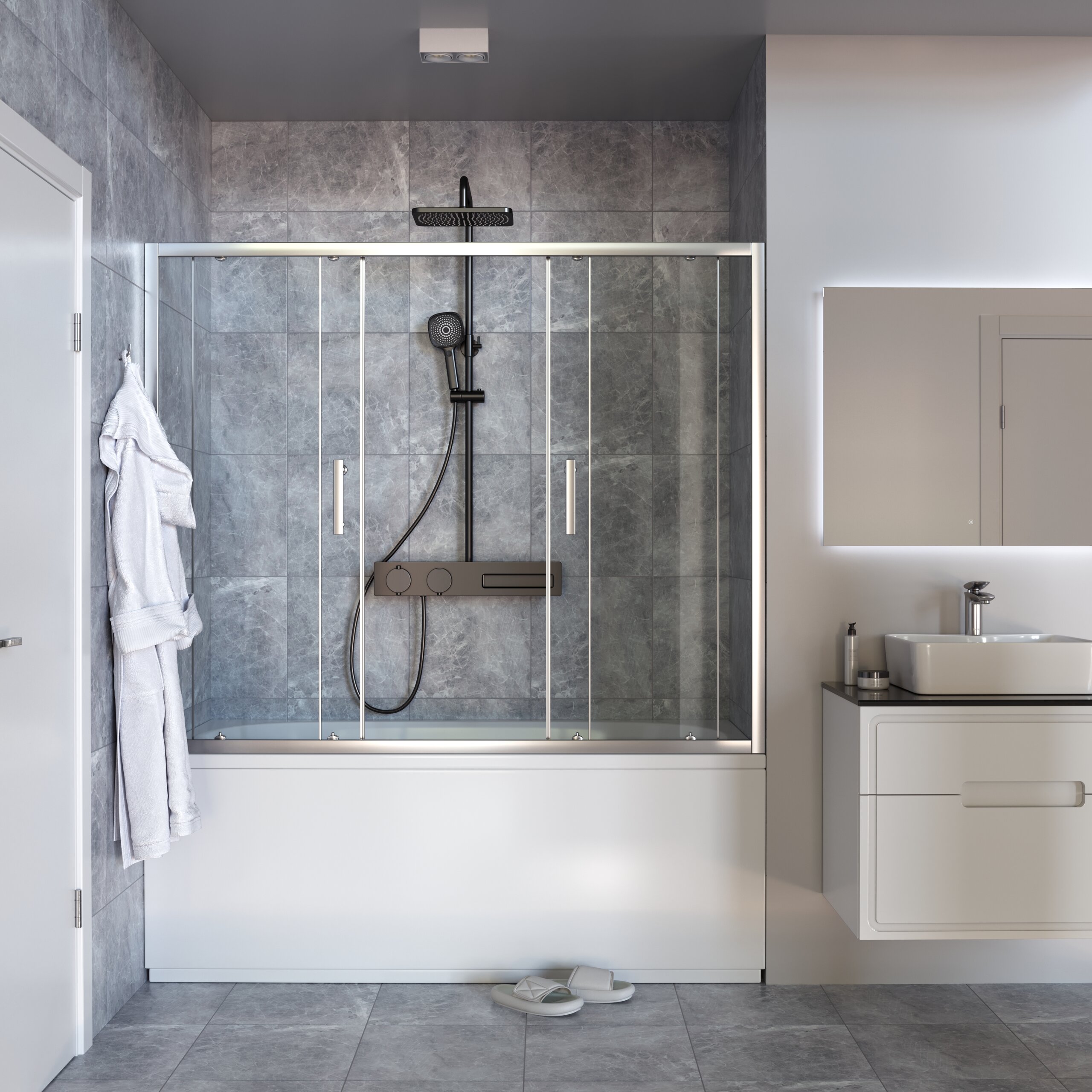 Душевая шторка на ванну Taliente 150x140 см TA-1514CP стекло прозрачное профиль хром 12240₽