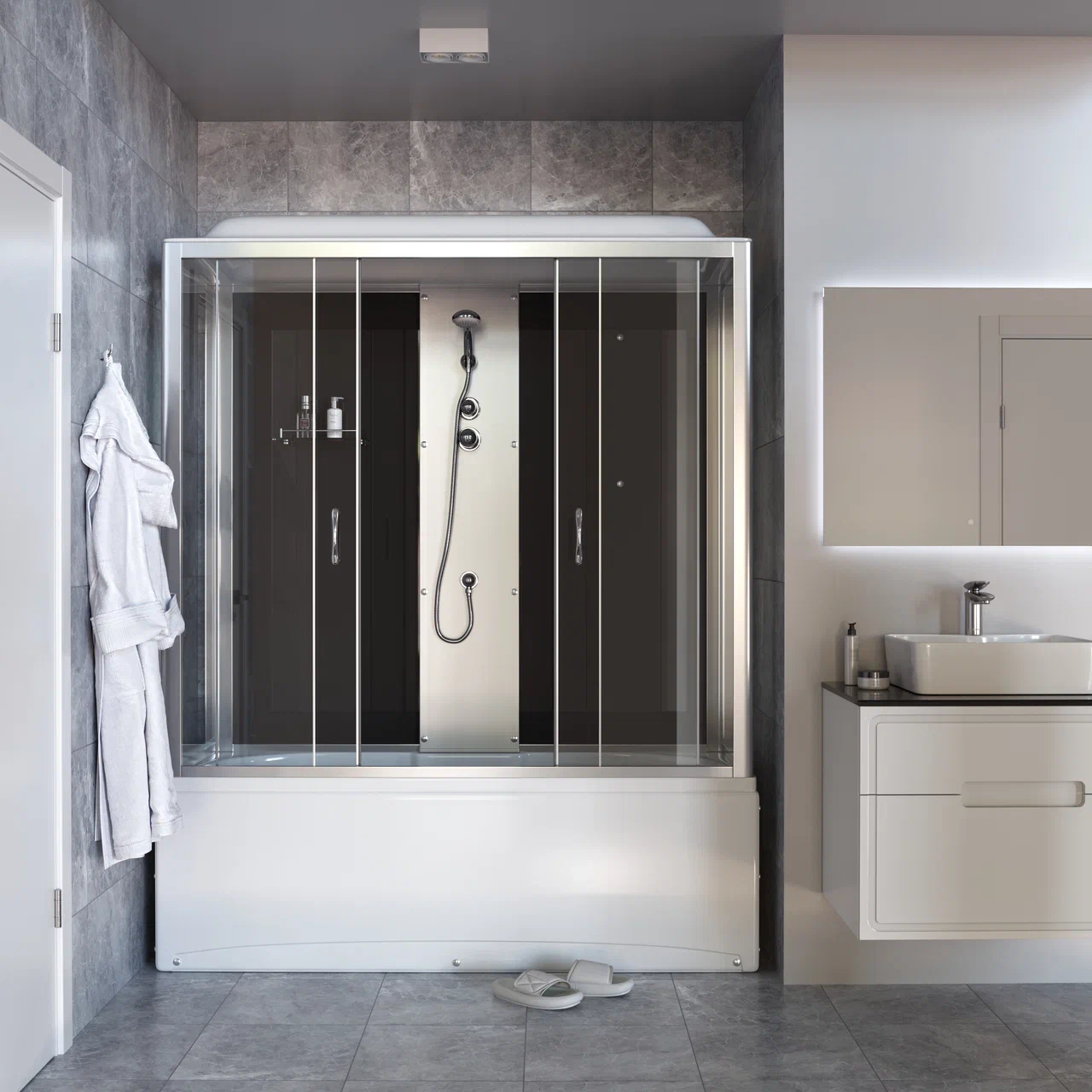 Душевой бокс Taliente 170x75 TA-17075G стекло тонированное профиль матовый хром 70825₽