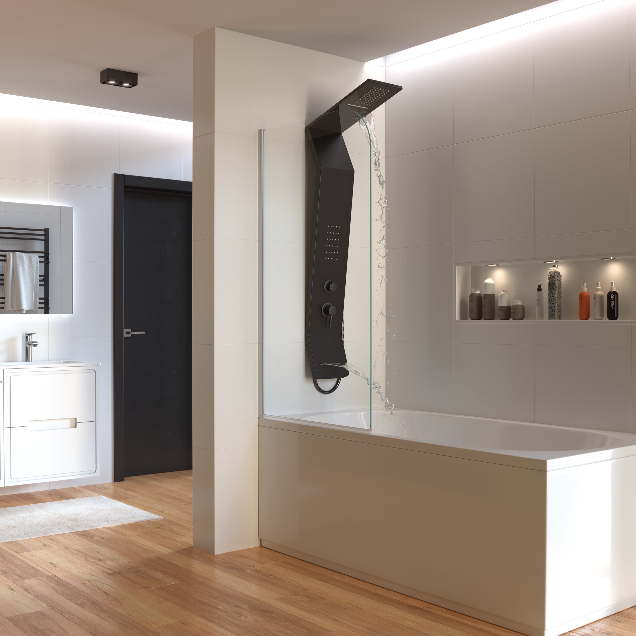 Душевая шторка на ванну Taliente 80x140 см TA-0814CP стекло прозрачное профиль хром 9400₽