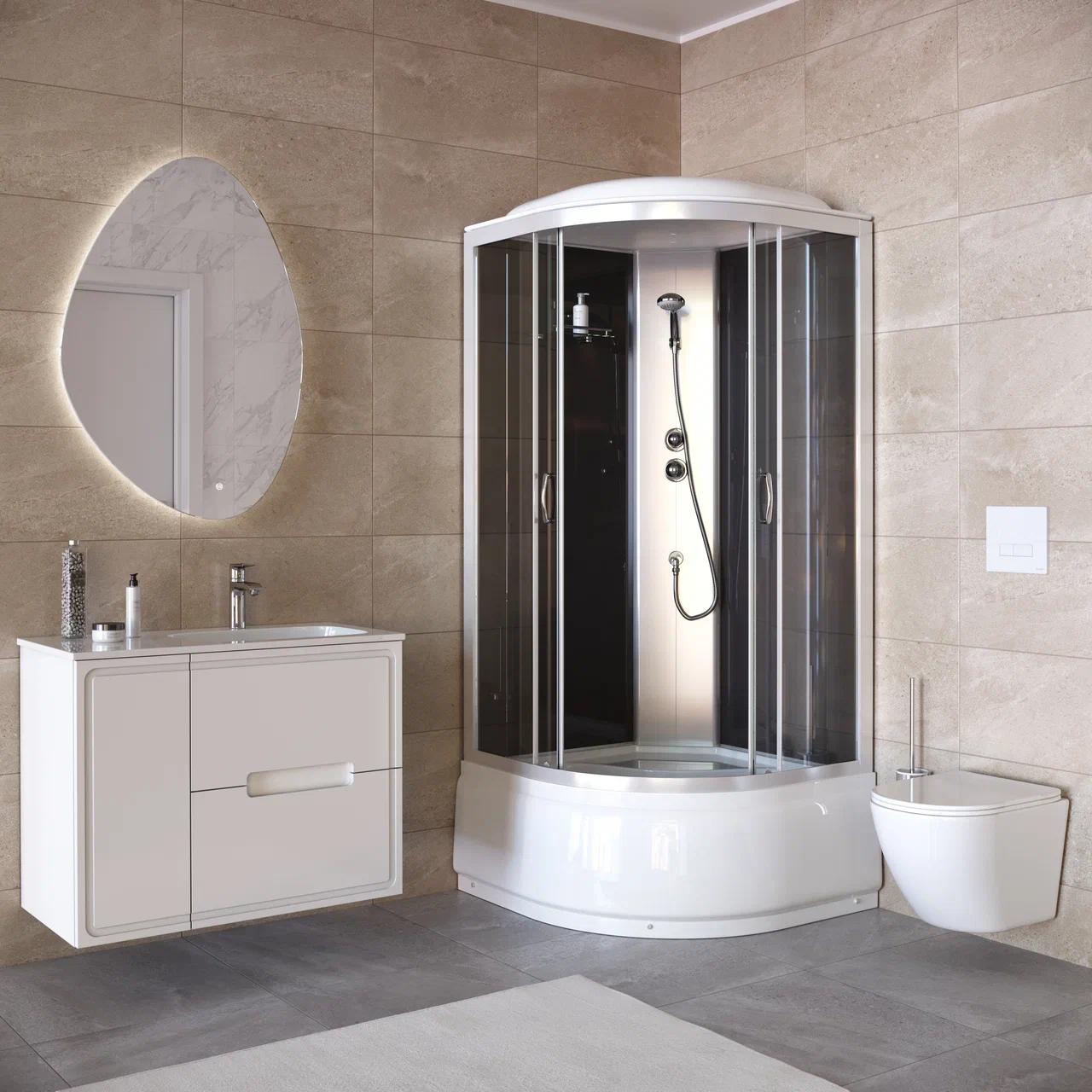 Душевая кабина Taliente 80x80 TA-8080G с крышей стекло тонированное профиль матовый хром с высоким поддоном 34165₽