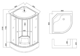Фото Душевая кабина Taliente 80x80 TA-8080G с крышей, стекло тонированное, профиль матовый хром, с высоким поддоном
