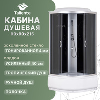 Душевая кабина Taliente 90x90 TA-9090G с высоким поддоном, стекло тонированное, профиль матовый хром