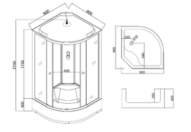Фото Душевая кабина Taliente 90x90 TA-9090G с высоким поддоном, стекло тонированное, профиль матовый хром