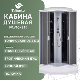 Душевая кабина Taliente 90x90 TA-9091G с крышей, стекло тонированное, профиль матовый хром, со средним поддоном