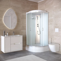 Душевая кабина Taliente 90x90 TA-9091M с крышей, стекло рифленое, профиль матовый хром, со средним поддоном