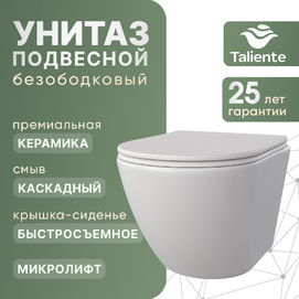 Подвесной унитаз Taliente Amato AM25010 Bianco opaco безободковый, с крышкой микролифт, белый матовый