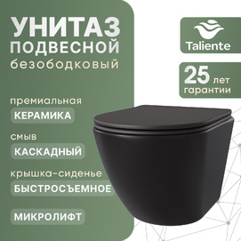 Подвесной унитаз Taliente Amato AM25010 Nero безободковый, черный матовый
