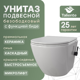 Подвесной унитаз Taliente Amato AM25010+SMnero с функцией биде, с крышкой микролифт