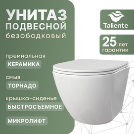 Подвесной унитаз Taliente Amato Vortex AM45005 смыв ТОРНАДО, с крышкой микролифт