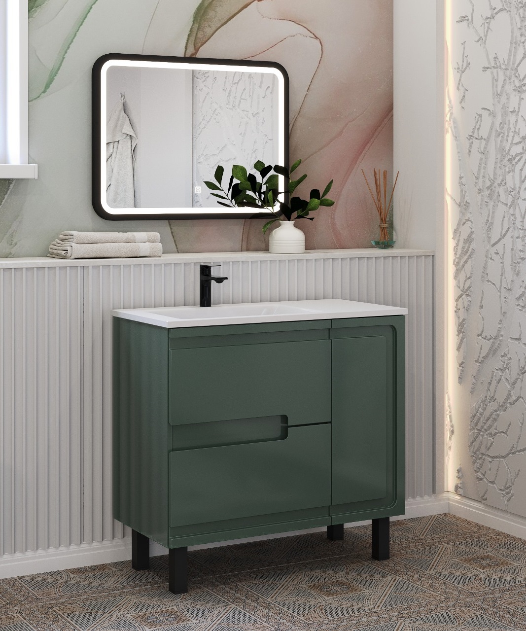 Раковина из литьевого мрамора Taliente Barselona 90 см ФР-00003411 L белая 8931₽