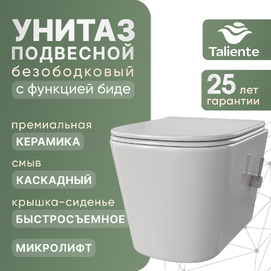 Подвесной унитаз Taliente Correto CR25200+SMcromo с функцией биде, с крышкой микролифт