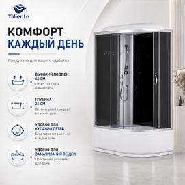 Фото Душевая кабина Taliente Классико (Classico) 120x80 TA-12080G(L) тонированное стекло, профиль матовый хром, высокий поддон