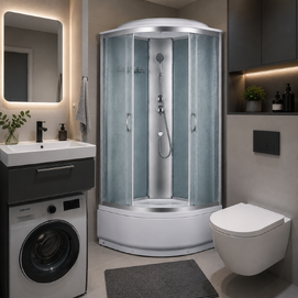 Фото Душевая кабина Taliente Классико (Classico) 80x80 TA-8080M стекло рифленое, профиль матовый хром, с высоким поддоном