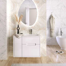 Мебель для ванной комнаты Taliente Olejio 90 R белая правая