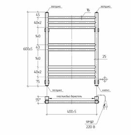 Фото Электрический полотенцесушитель Тера Богема 60x40 ПСН-15-01 хром