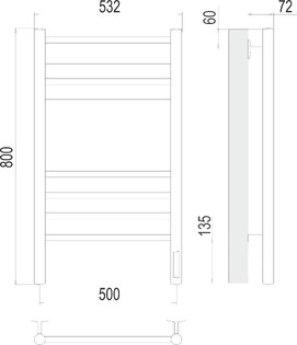 Фото Полотенцесушитель электрический Terminus Аврора 50x80 4670078546845 графит, 3-режима температуры
