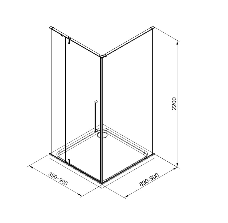 Душевой уголок Terminus Альба3EW90х90B без поддона стекло прозрачное профиль черный матовый 76500₽