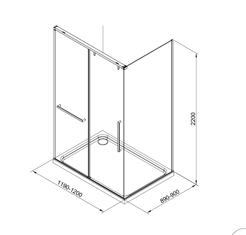 Душевой уголок Terminus Альба 120х90 2ES90х120B без поддона стекло прозрачное профиль черный матовый 95800₽