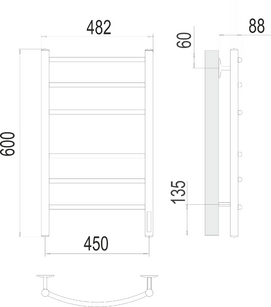 Фото Полотенцесушитель электрический Terminus Классик П6 450х600 КС 9005 черный  матовый