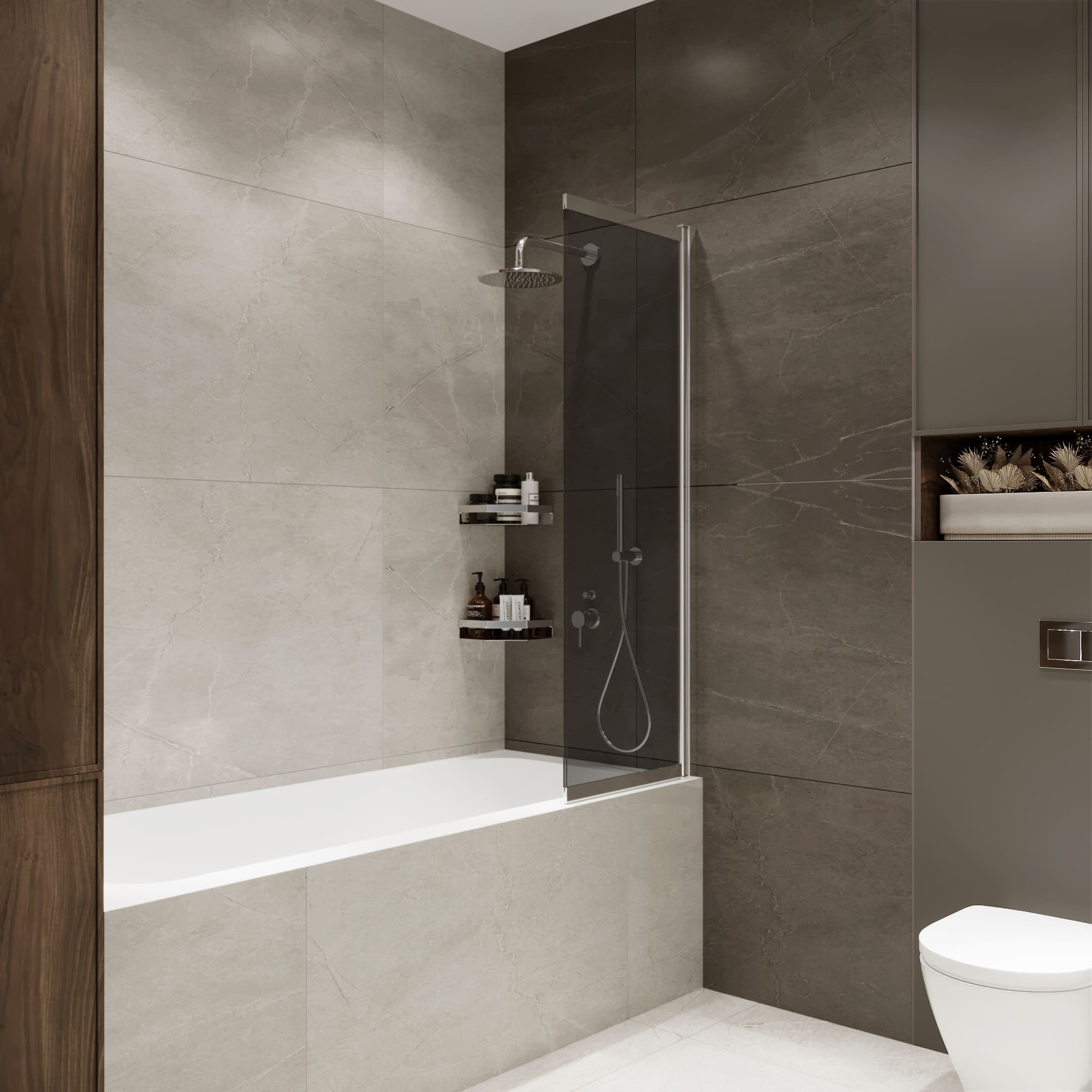 Шторка для ванны Terminus Ното 98х145 1CS150х90CT стекло тонированное профиль хром 23990₽