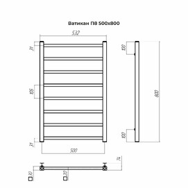 Фото Полотенцесушитель водяной Terminus Ватикан 50x80 4670078546845 оружейная сталь