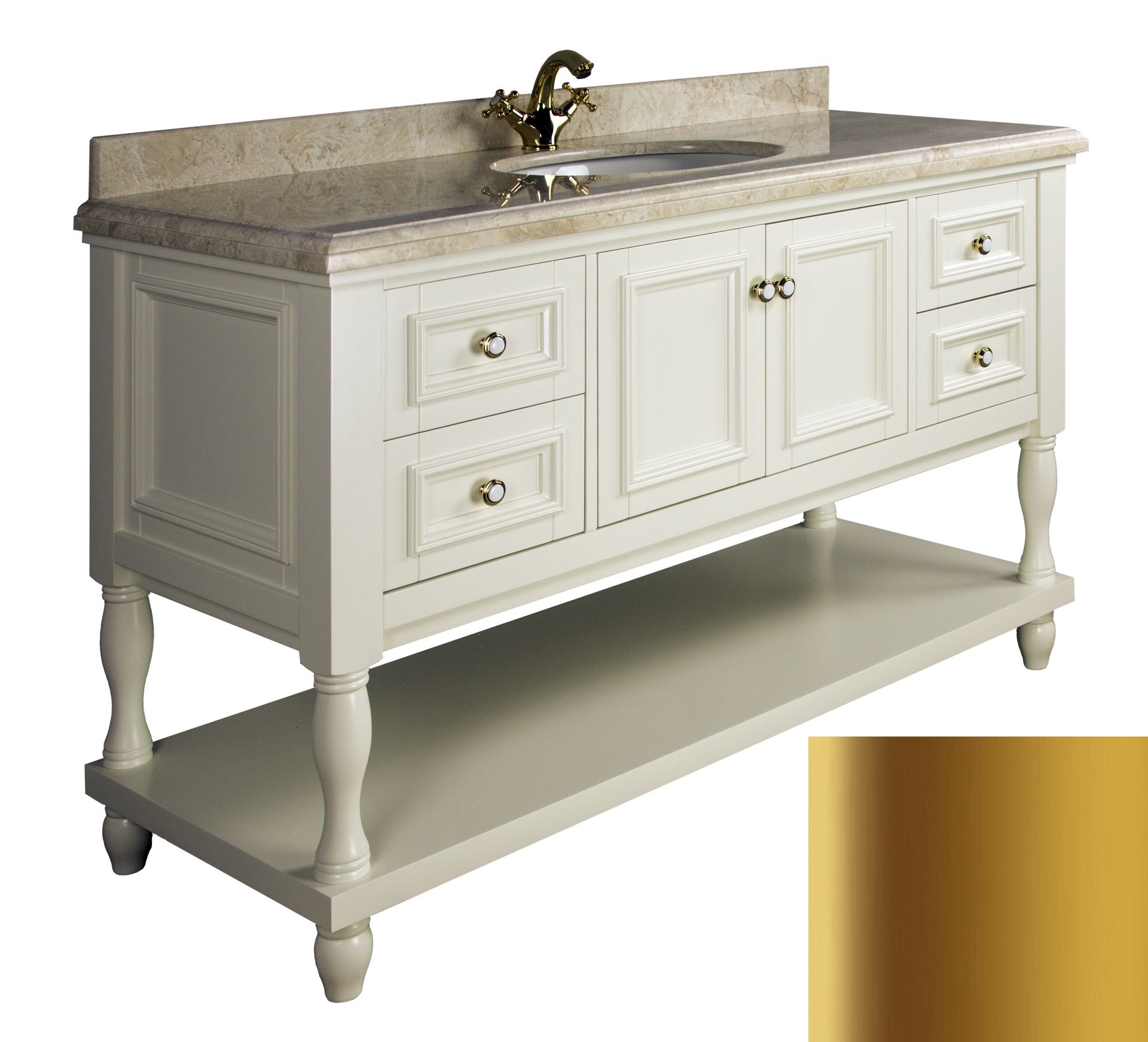 Тумба под раковину Tessoro Eden 132 Белый с золотом 163072₽