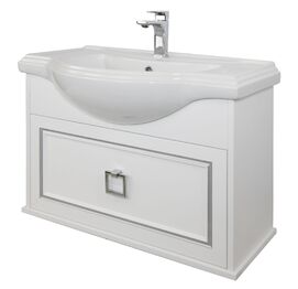 Тумба под раковину Tessoro TS-F9065-CH-W-S подвесная 65 белая с патиной серебро