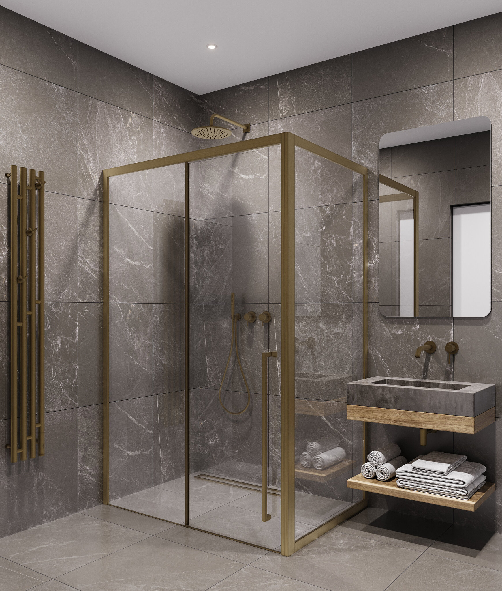 Душевой уголок Timo 120х100 правый стекло прозрачное профиль матовое золото 88536₽