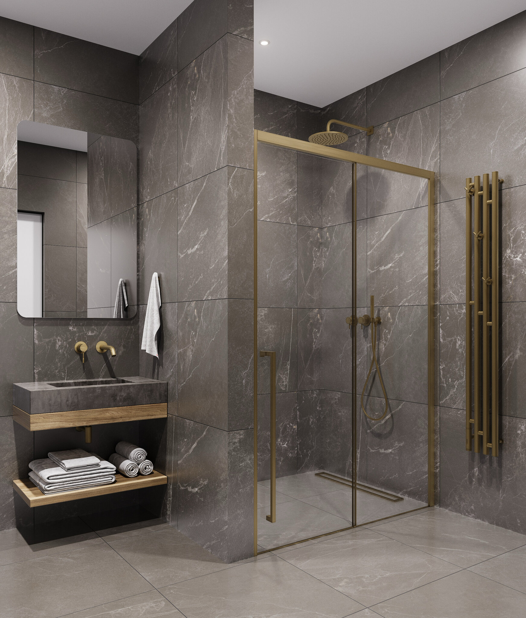 Душевая дверь Timo 120х200 TDSS-12017C-8L стекло прозрачное профиль матовое золото 49980₽