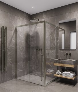 Душевой уголок Timo 120х90 правый, стекло прозрачное, профиль никель