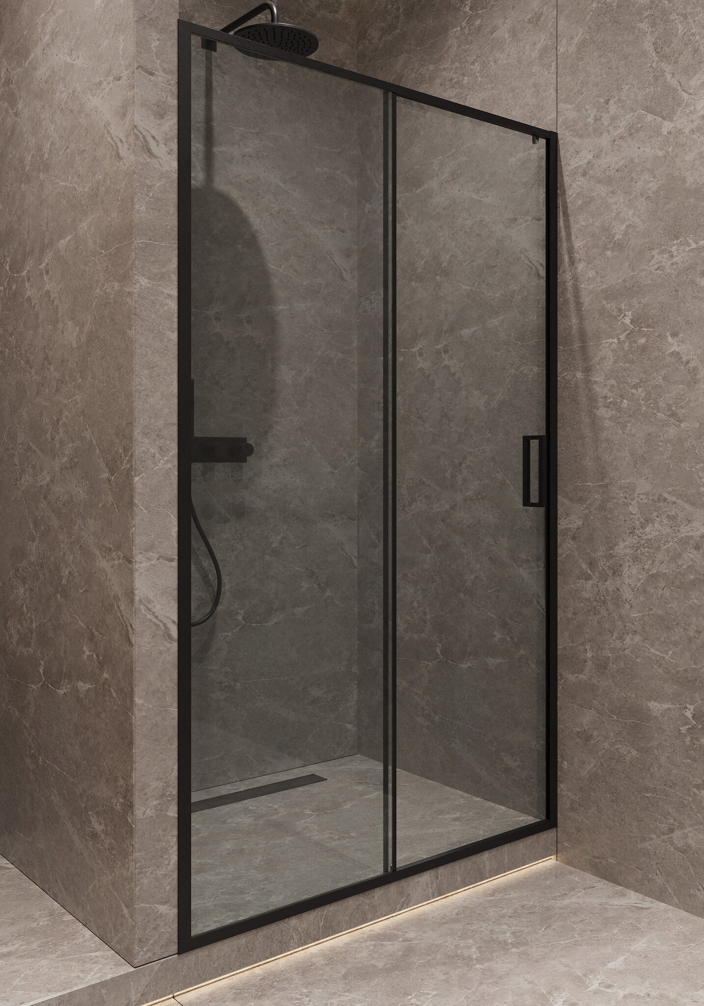 Душевая дверь Timo 120x195 T01 стекло прозрачное профиль черный 35100₽