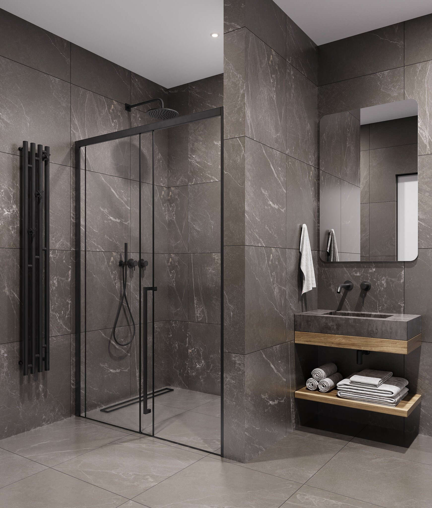 Душевая дверь Timo 130х200 TDSS-13003C-8R стекло прозрачное профиль черный 71500₽