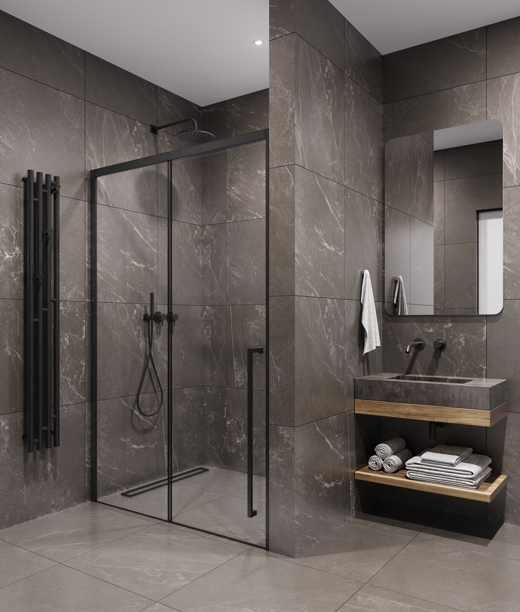 Душевая дверь Timo 140х200 TDSS-14003C-8R стекло прозрачное профиль черный 53928₽