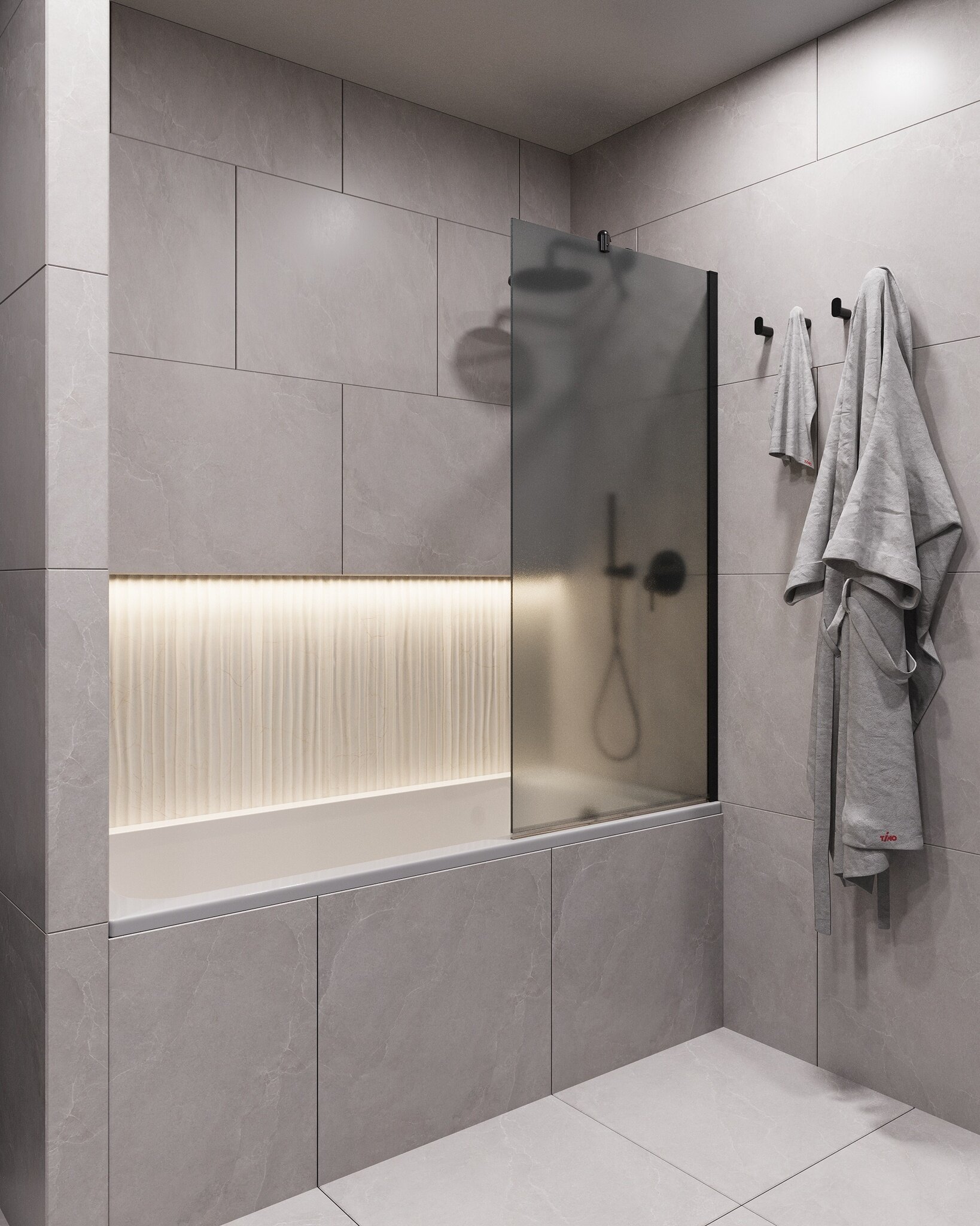 Шторка для ванны Timo 80x140 T19 стекло матовое профиль черный 23200₽