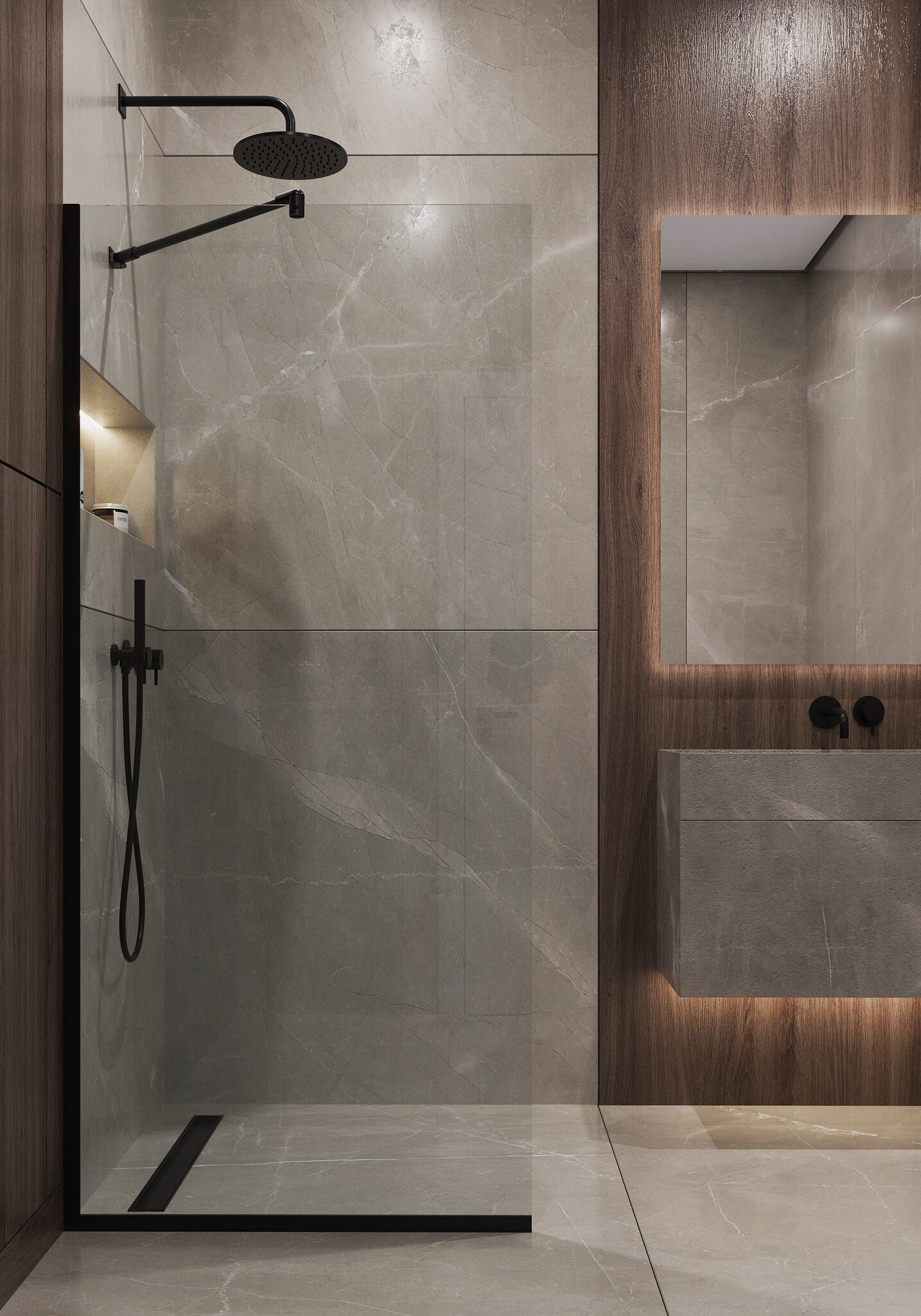 Душевая перегородка Timo 89x195 T07 стекло прозрачное профиль черный 19740₽