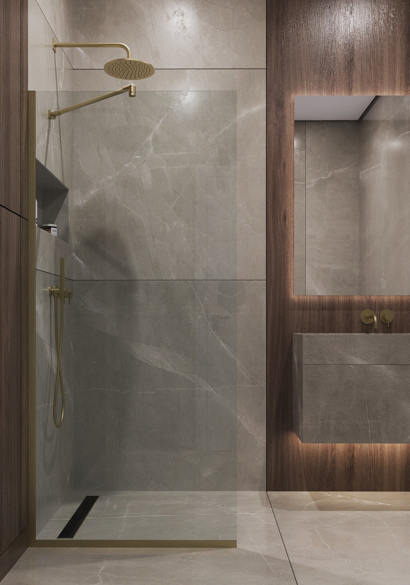 Душевая перегородка Timo 89x195 T13 стекло прозрачное профиль золото 23016₽