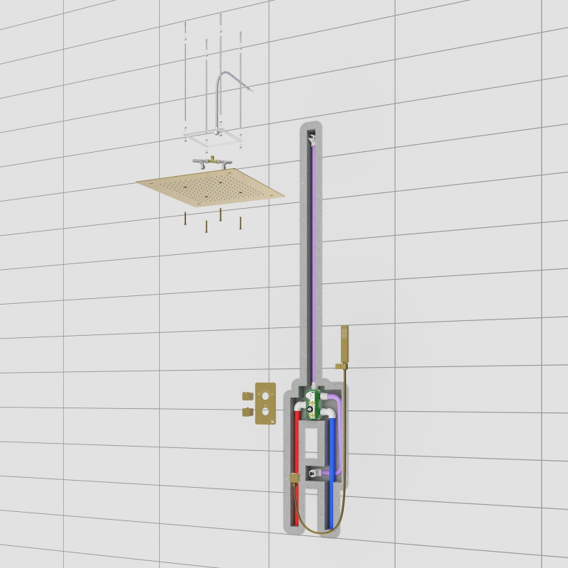 Душевая система встроенная с термостатом Timo Petruma SX-5029/17SM золото матовое - фото 6