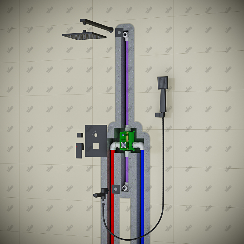 Встраиваемый душевой комплект с верхним душем Timo Selene SX-3069/03SM черный матовый - фото 3