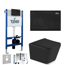 Комплект подвесного унитаза с инсталляцией Timo Soli TWC-01+FP-002MB+TK-303MB