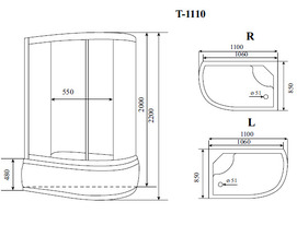 Фото Душевая кабина Timo Standart T-1110L 110x85 с гидромассажем, стекла тонированные, профиль хром матовый