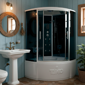 Душевая кабина с ванной Timo Standart 120x120 T-1125 с гидромассажем, тонированные стекла