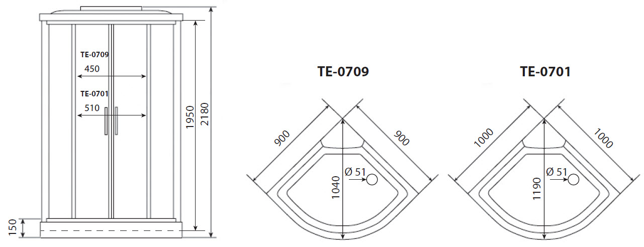 Душевая кабина Timo Eco TE-0709P 90х90, цвет белый - фото 10