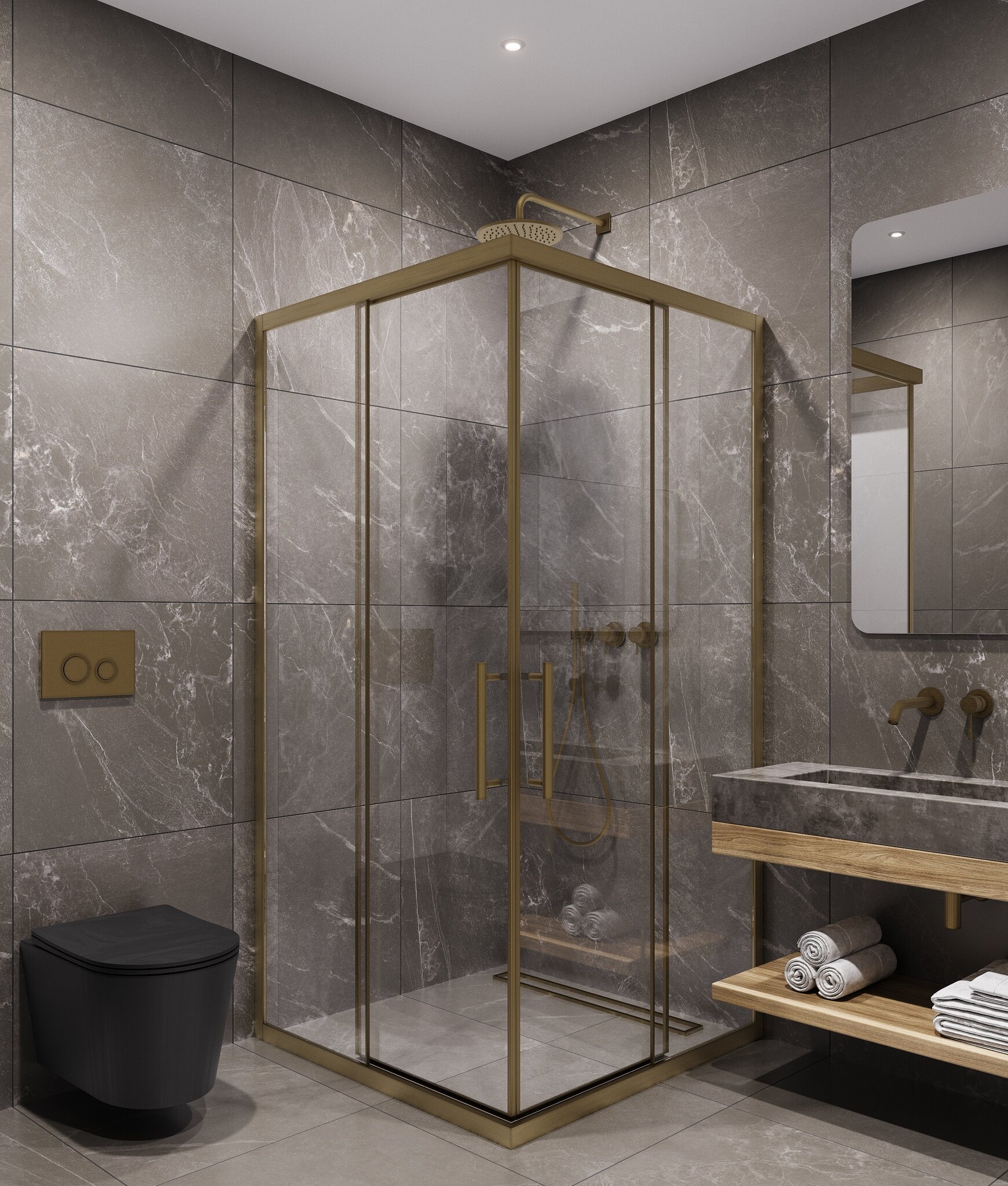 Душевой уголок Timo 100х100 TKSS-10017C-8 стекло прозрачное профиль матовое золото 59840₽