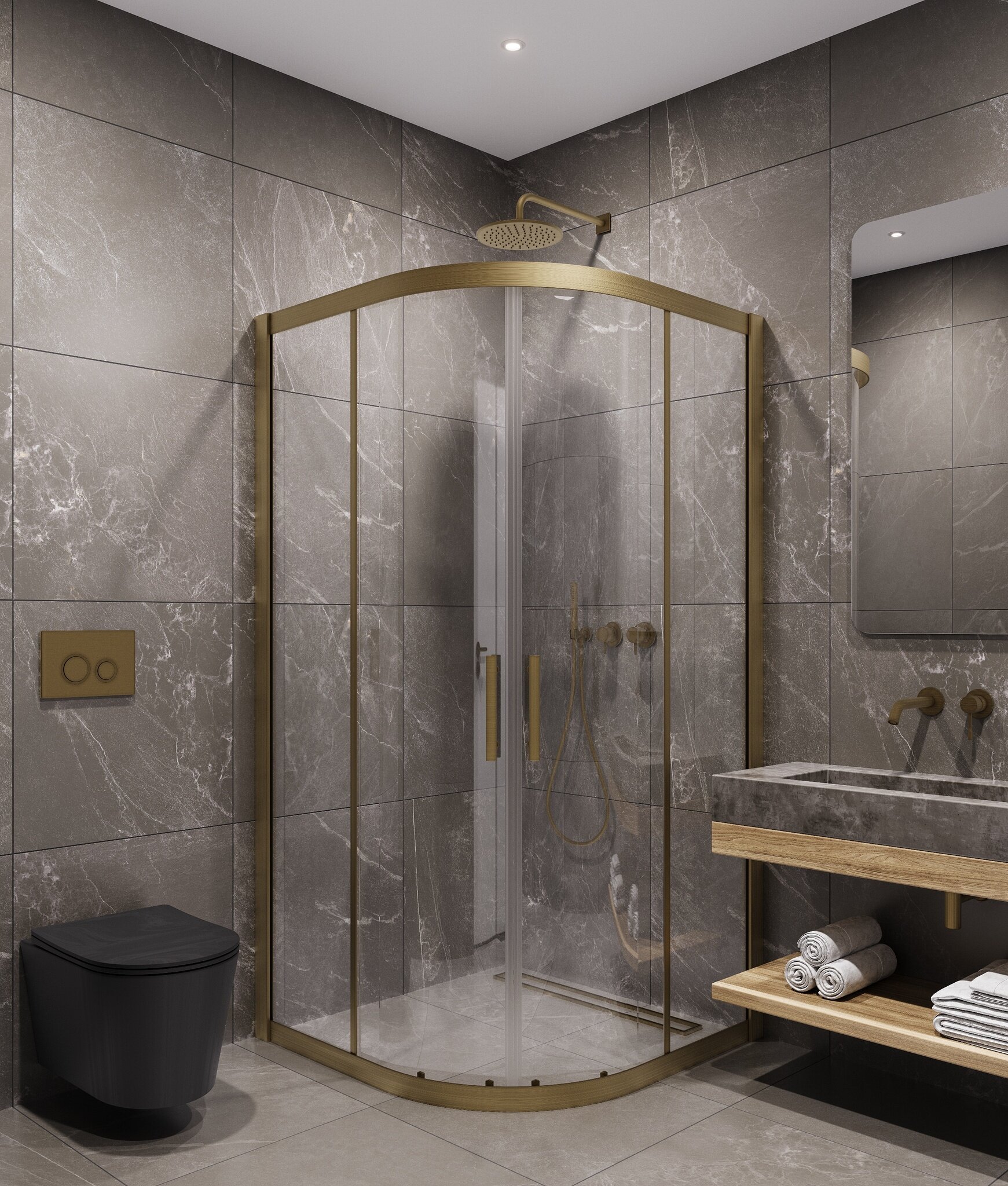 Душевой уголок Timo 100х100 TPSS-10017C-8 стекло прозрачное профиль матовое золото 56144₽